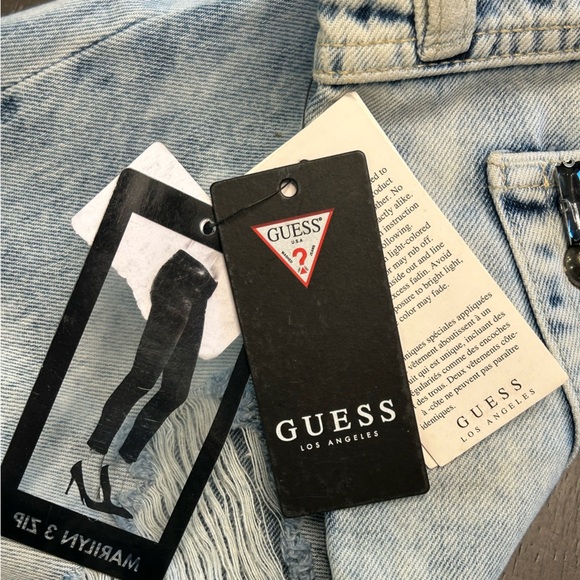 Guess light wash bling rhinestone studded distressed glam edgy chic jeans NWT 26 - Picture 12 of 15